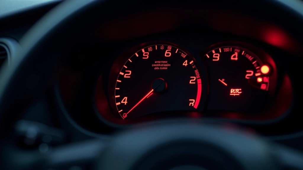Vehicle dashboard showing power steering warning light illuminated on instrument cluster