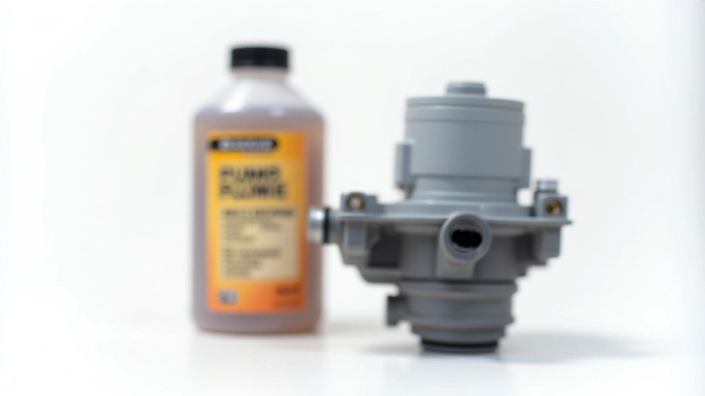 New bottle of power steering fluid with specification label clearly visible next to power steering pump